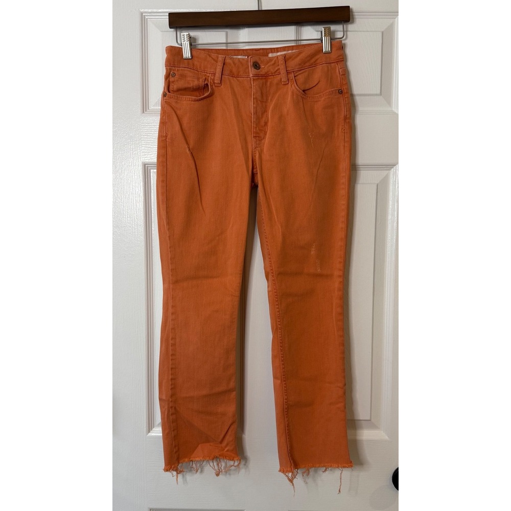 Pilcro and the Letterpress Orange High Rise Bootcut Jeans Raw Hem Size 27